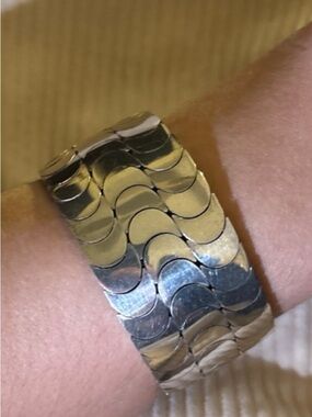 Sterling silver fish scale bracelet vintage 78.5 grams